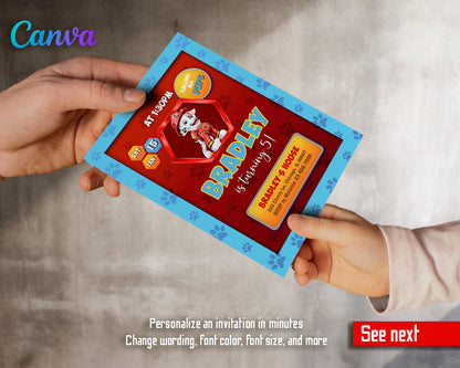 Paw Patrol customizable invite template | instant download | Share or Print | EU145