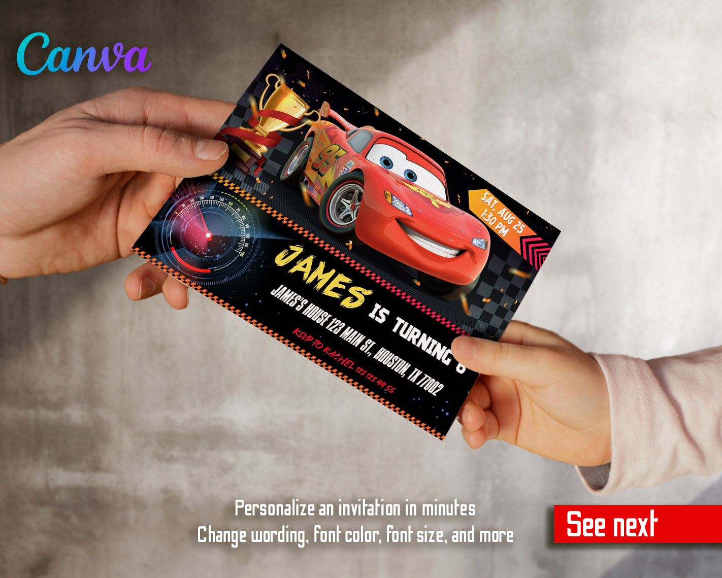 Cars Lighting McQueen customizable invite template | instant download | Share or Print | EP981