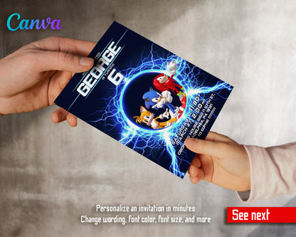 Sonic Hedgehog customizable invite template | instant download | Share or Print | YX879