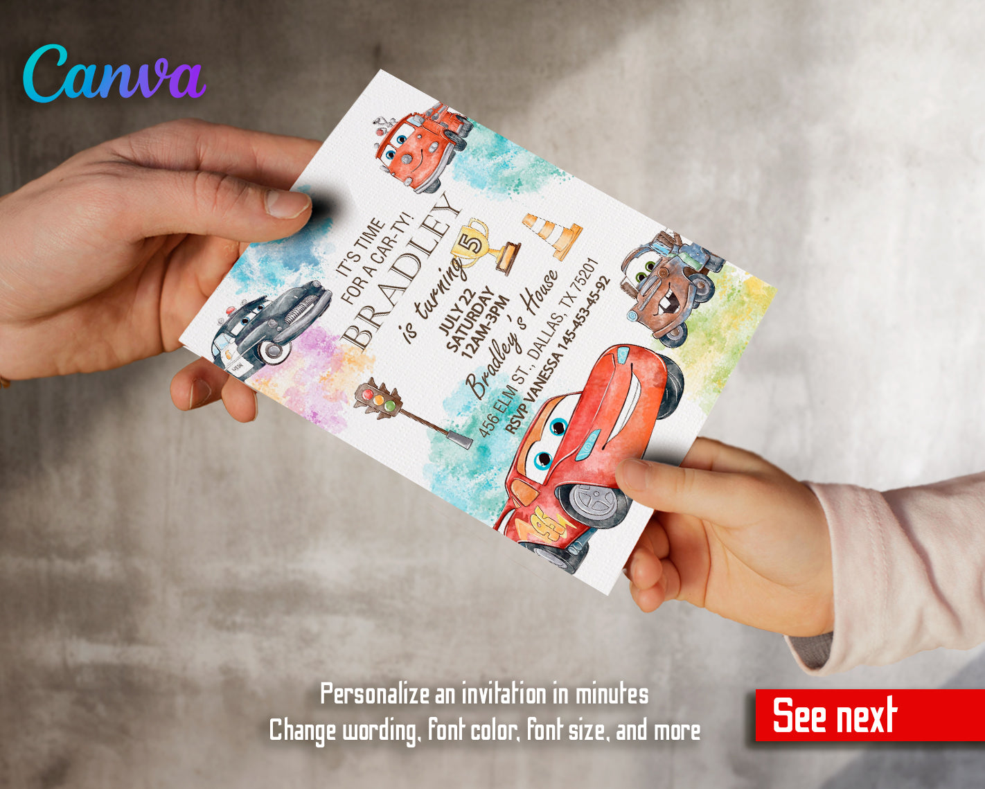 Cars Lighting McQueen customizable invite template | instant download | Share or Print | UP896