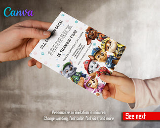 Paw Patrol customizable invite template | instant download | Share or ...