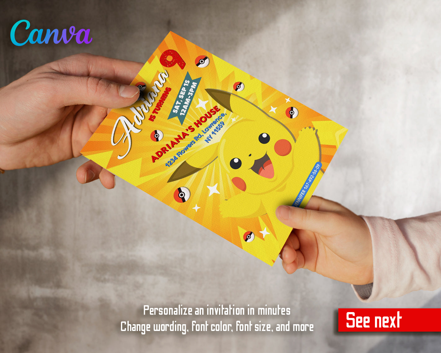 Pokemon customizable invite template | instant download | Share or Print | UU489