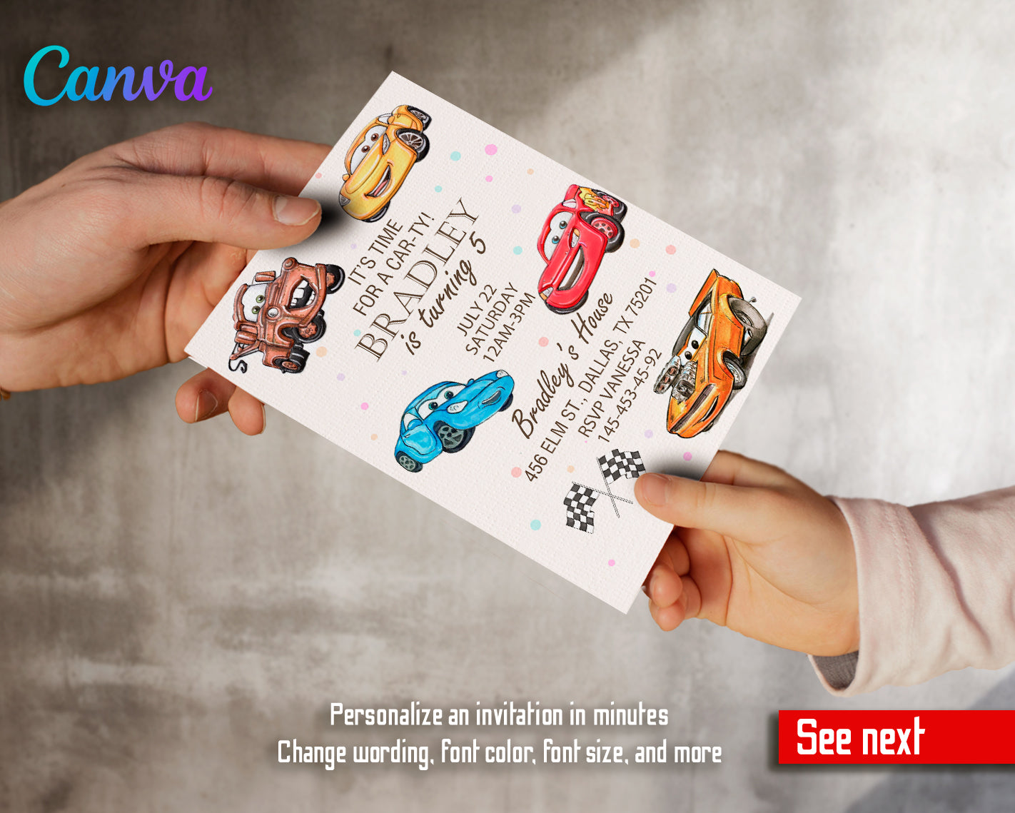 Cars Lighting McQueen customizable invite template | instant download | Share or Print | RA748