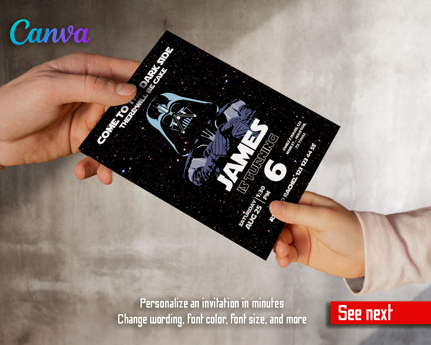 Star Wars customizable invite template | instant download | Share or Print | NB956