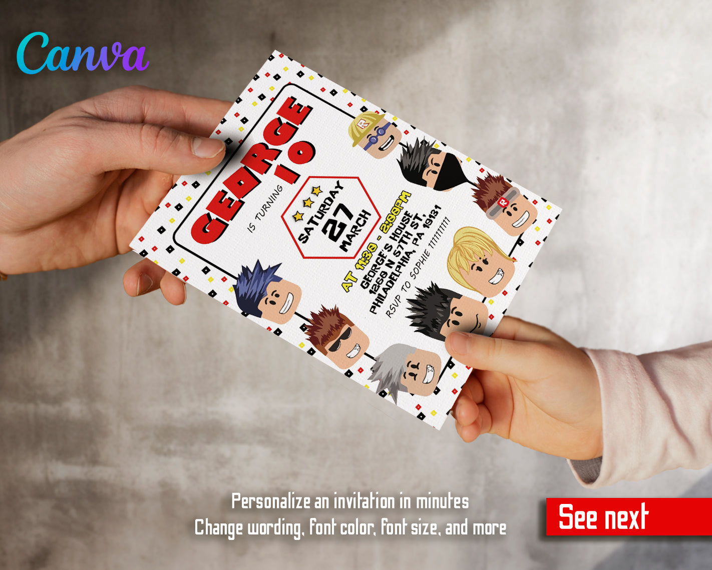 Roblox customizable invite template | instant download | Share or Print | UF370