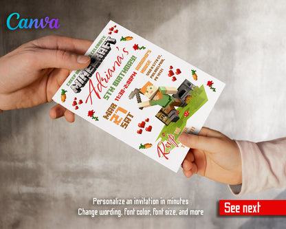 Minecraft customizable invite template | instant download | Share or Print | BQ140