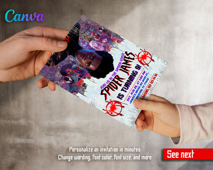 Spiderman Spider Verse customizable invite template | instant download | Share or Print | VY521