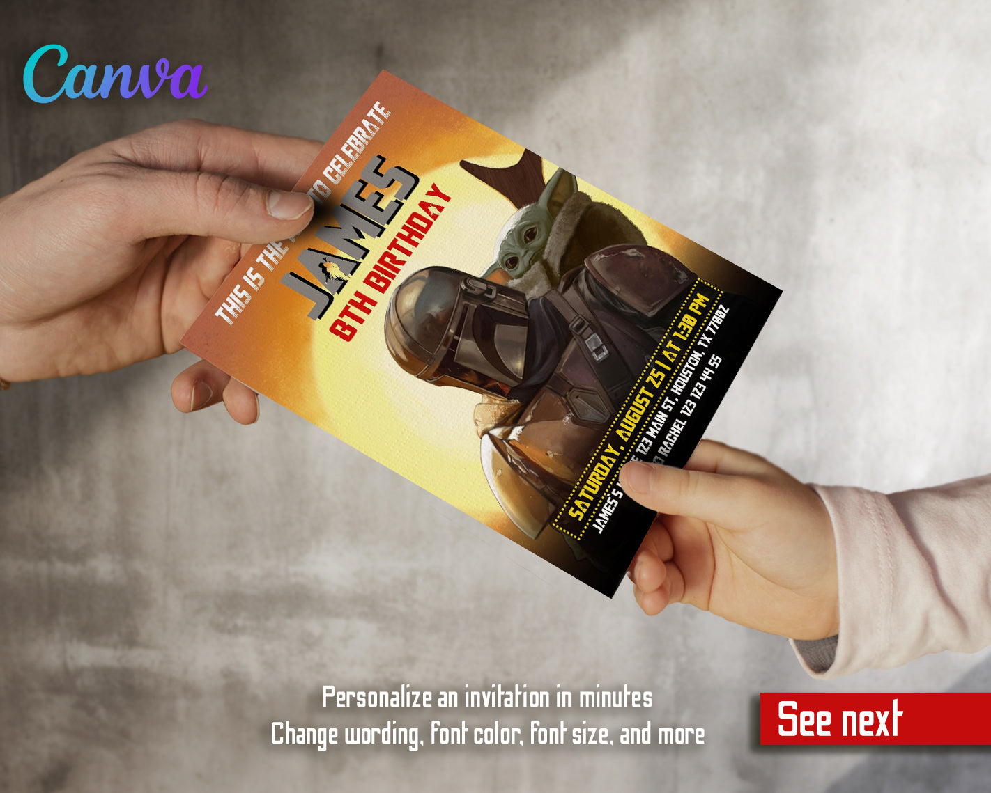 Mandalorian, Star Wars customizable invite template | instant download | Share or Print | UI488