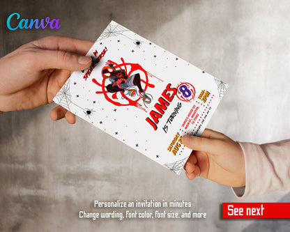 Spiderman Spider Verse customizable invite template | instant download | Share or Print | ZT420