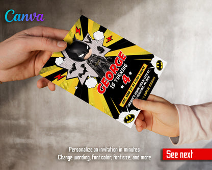 Batman customizable invite template boy | instant download | Share or Print | HA258