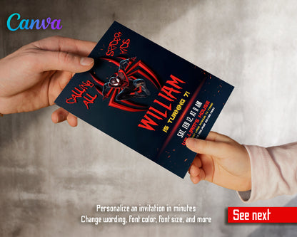 Spiderman customizable invite template boy | instant download | Share or Print | HS056