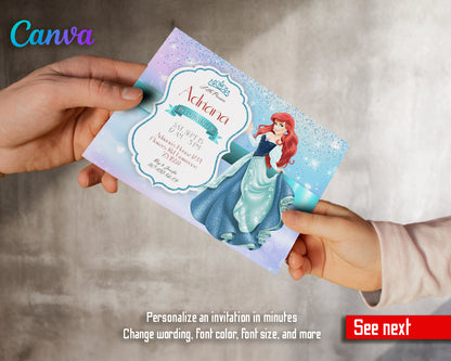 Little Mermaid Ariel customizable invite template girl | instant download | Share or Print | EO178