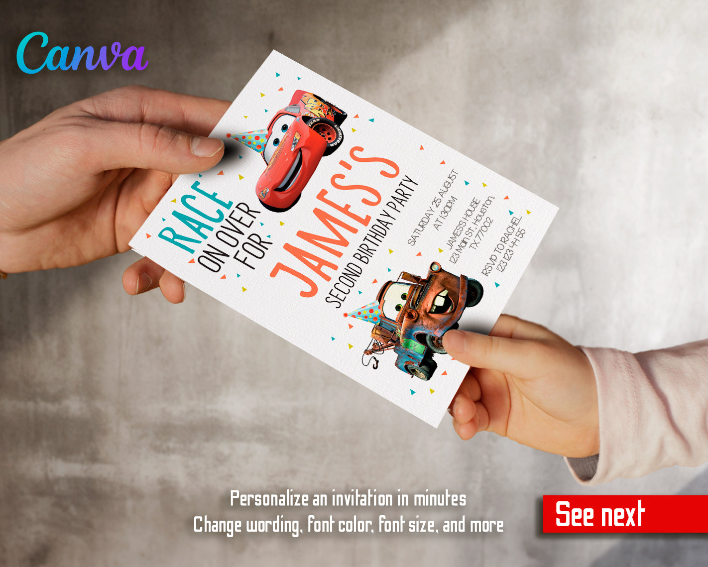 Cars Lighting McQueen customizable invite template | instant download | Share or Print | CY978