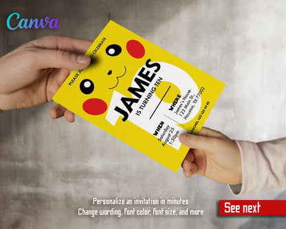 Pokemon customizable invite template | instant download | Share or Print | CQ869