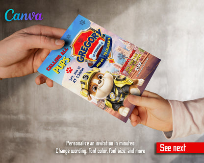 Paw Patrol customizable invite template | instant download | Share or Print | QT119