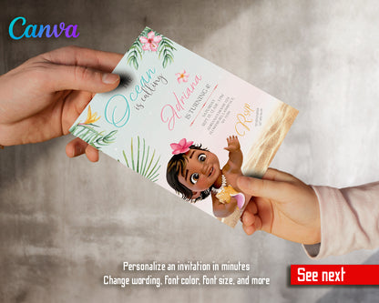 Moana Princess customizable invite template girl | instant download | Share or Print | NE220