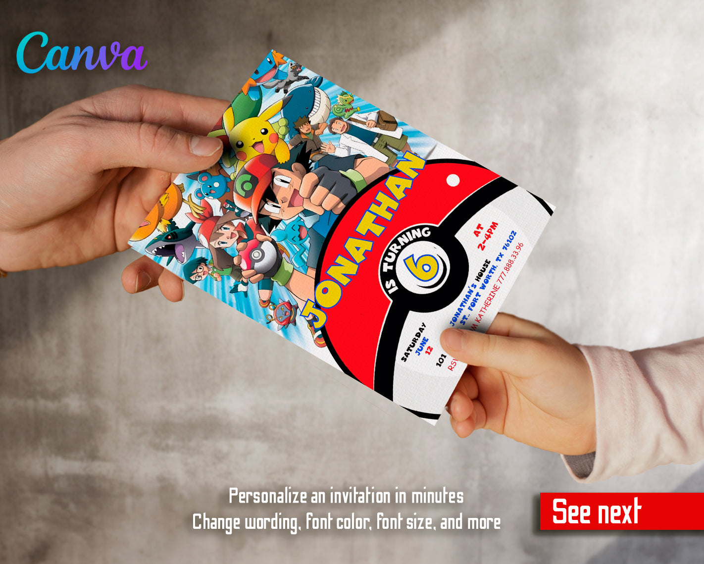 Pokemon customizable invite template | instant download | Share or Print | PT337