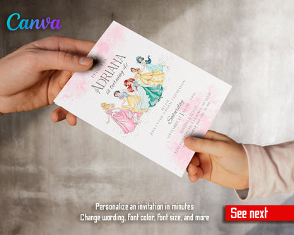 Princess Disney customizable invite template girl | instant download | Share or Print | HK204