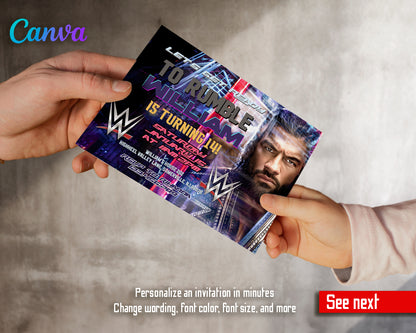 Wrestling customizable invite template | instant download | Share or Print | RY101