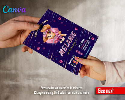 Paw Patrol customizable invite template girl | instant download | Share or Print | YX389