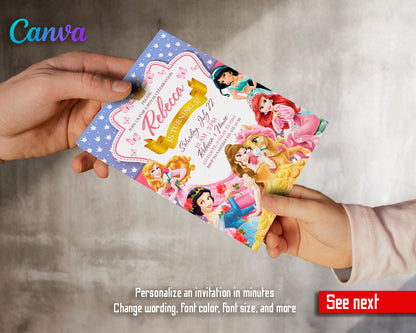 Princess Disney customizable invite template girl | instant download | Share or Print | KY843