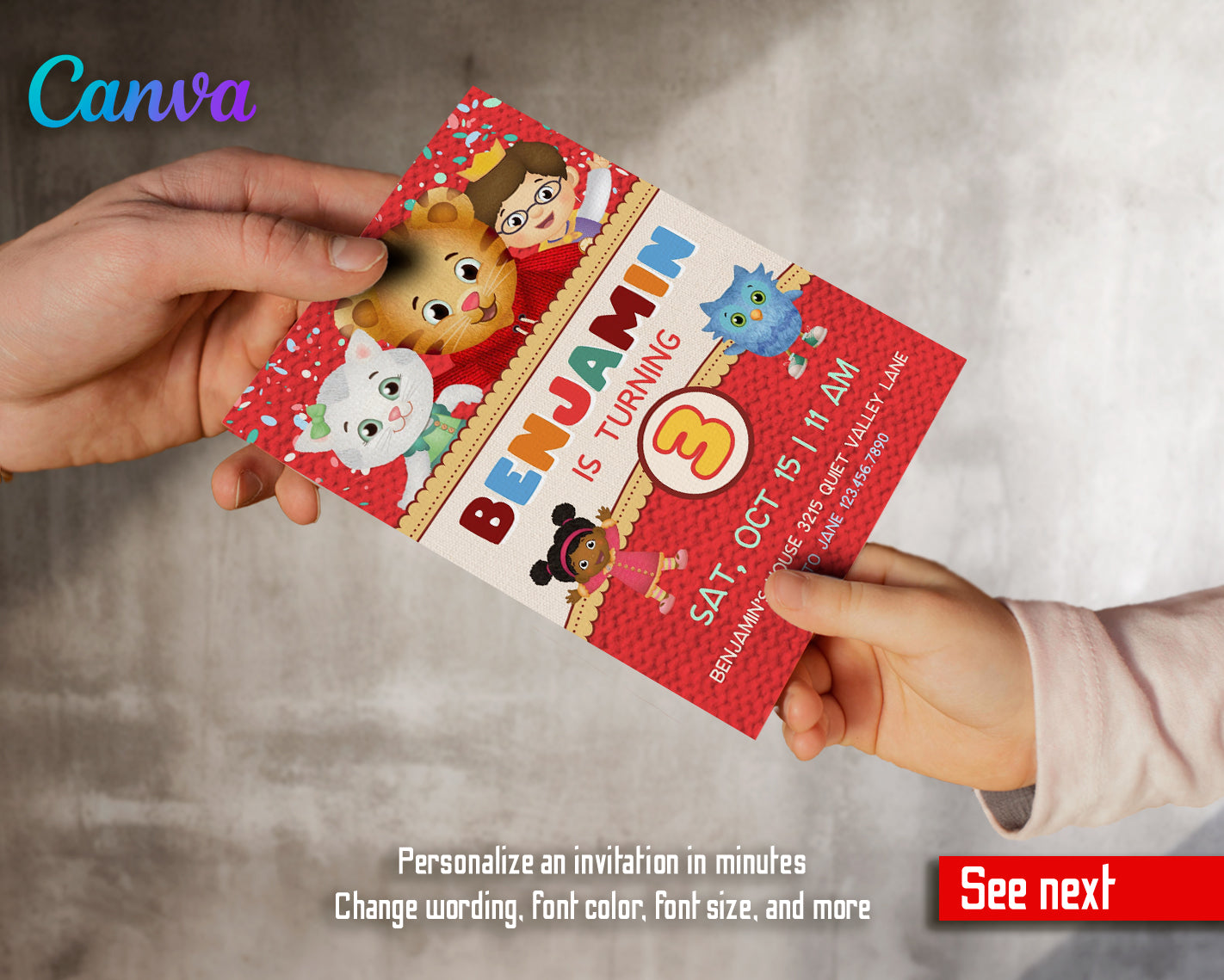 Daniel Tiger's Neighborhood customizable invite template | instant download | Share or Print | TZ053