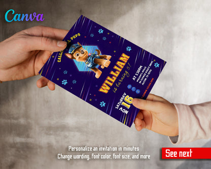 Paw Patrol customizable invite template boy | instant download | Share or Print | VH189