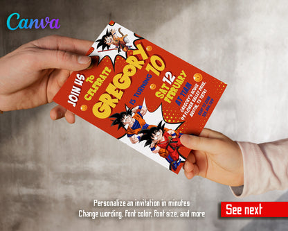 Dragon Ball Z customizable invite template | instant download | Share or Print | RO688