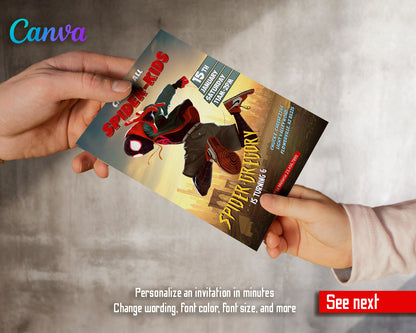 Spiderman Spider Verse customizable invite template boy | instant download | Share or Print | GE370