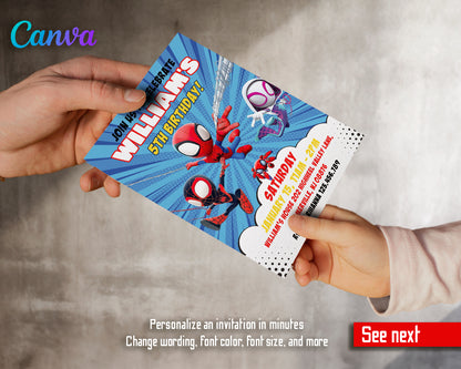 Spidey Friends, Spiderman customizable invite template boy | instant download | Share or Print | MI292