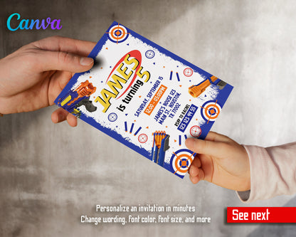 Nerf Dart Gun customizable invite template boy | instant download | Share or Print | CF962