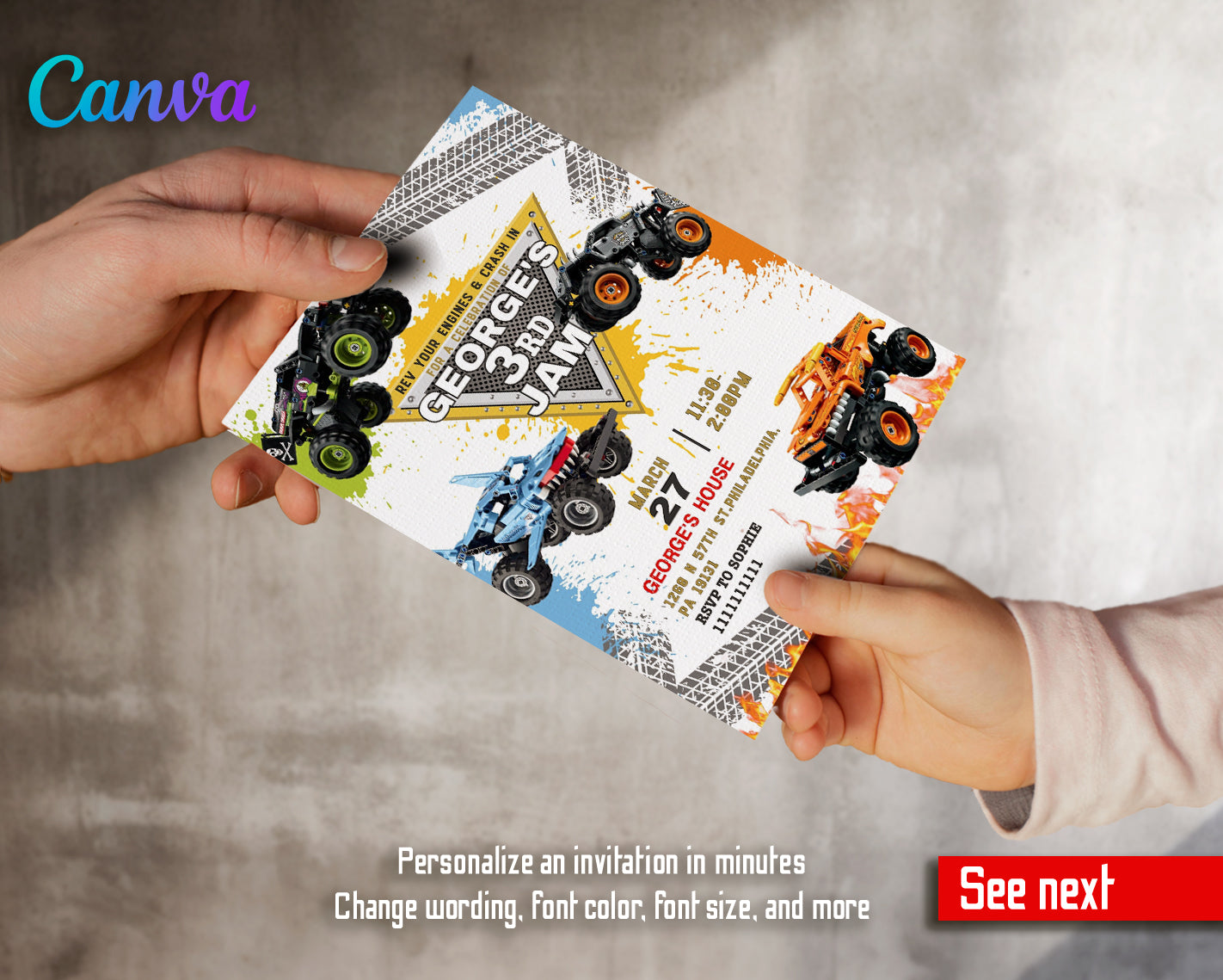 Monster Jam customizable invite template boy | instant download | Share ... Monster Jam customizable invite template boy | instant download | Share ...