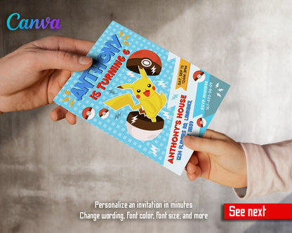 Pokemon customizable invite template | instant download | Share or Print | WO695