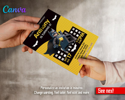 Lego customizable invite template boy | instant download | Share or Print | WQ998