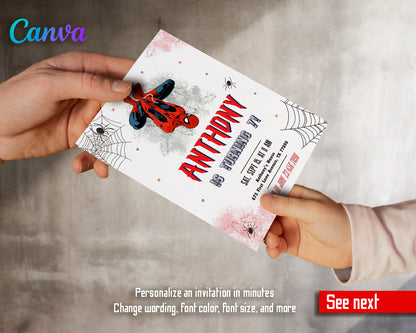 Spiderman customizable invite template boy | instant download | Share or Print | NX456