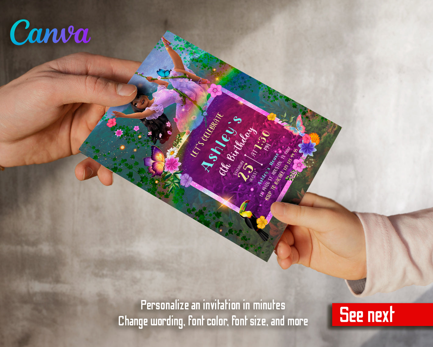 Encanto customizable invite template girl | instant download | Share or Print | JW367