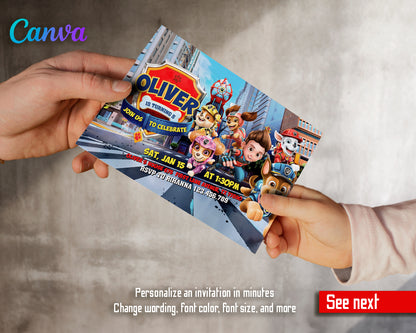 Paw Patrol customizable invite template | instant download | Share or Print | VX065