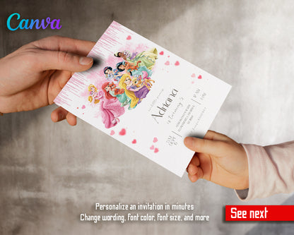 Princess Disney customizable invite template girl | instant download | Share or Print | QJ512