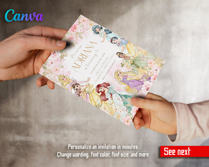 Princess Disney customizable invite template girl | instant download | Share or Print | AK183