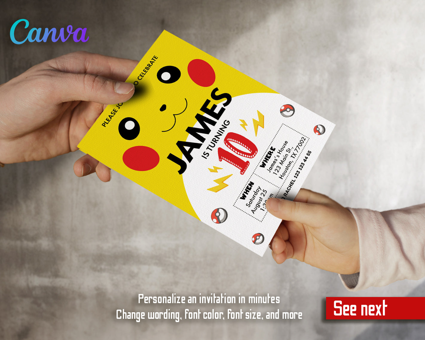 Pokemon customizable invite template | instant download | Share or Print | JB999