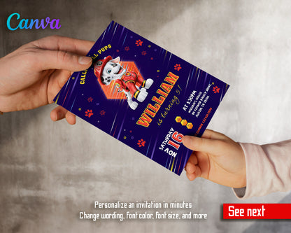 Paw Patrol customizable invite template boy | instant download | Share or Print | YZ121