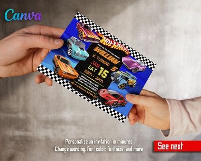 Hot Wheels customizable invite template boy | instant download | Share or Print | XQ718