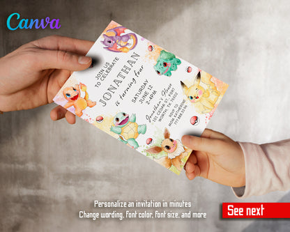 Pokemon customizable invite template | instant download | Share or Print | WK121