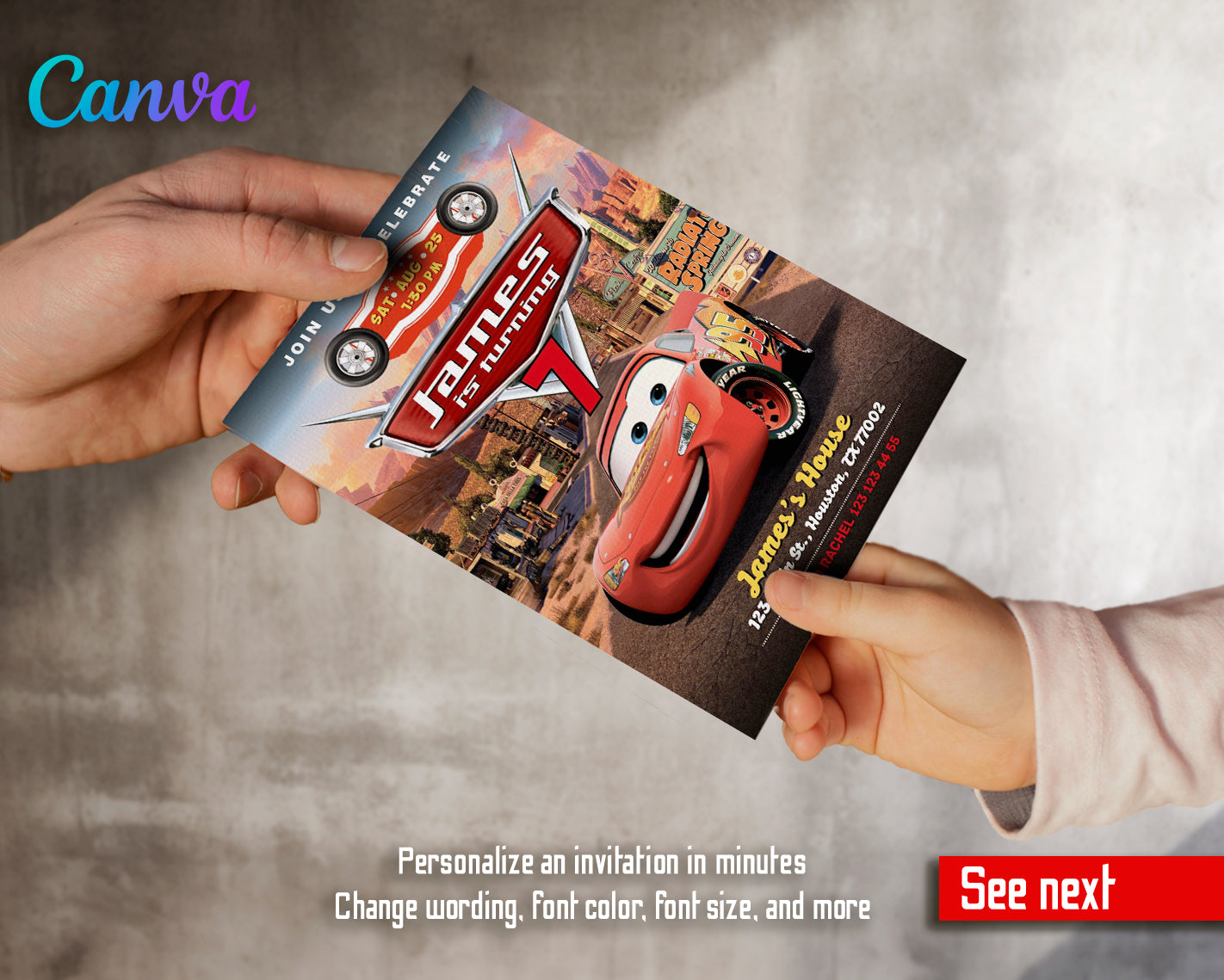 Cars Lighting McQueen customizable invite template | instant download | Share or Print | DZ439