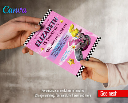 Super Mario Kart customizable invite template girl | instant download | Share or Print | IQ918