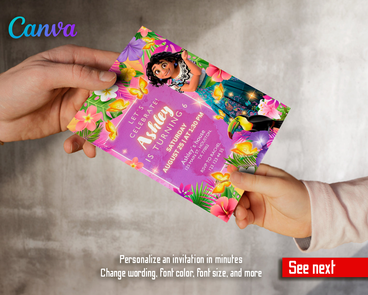 Encanto customizable invite template girl | instant download | Share or Print | GA869