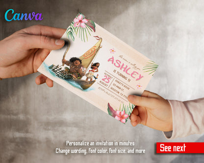 Moana Princess customizable invite template girl | instant download | Share or Print | OD148