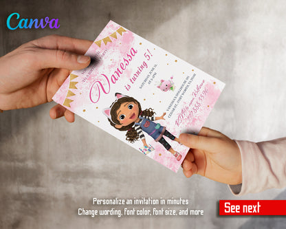 Gabby's Dollhouse customizable invite template girl | instant download | Share or Print | YG942