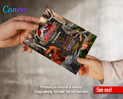 Jurassic Park customizable invite template | instant download | Share or Print | ZC033