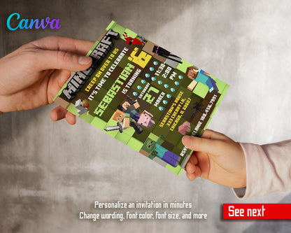 Minecraft customizable invite template | instant download | Share or Print | PX007